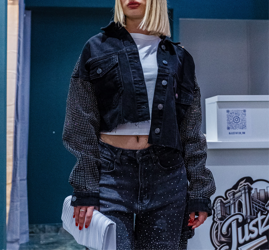 Giacchetto jeans brillantini
