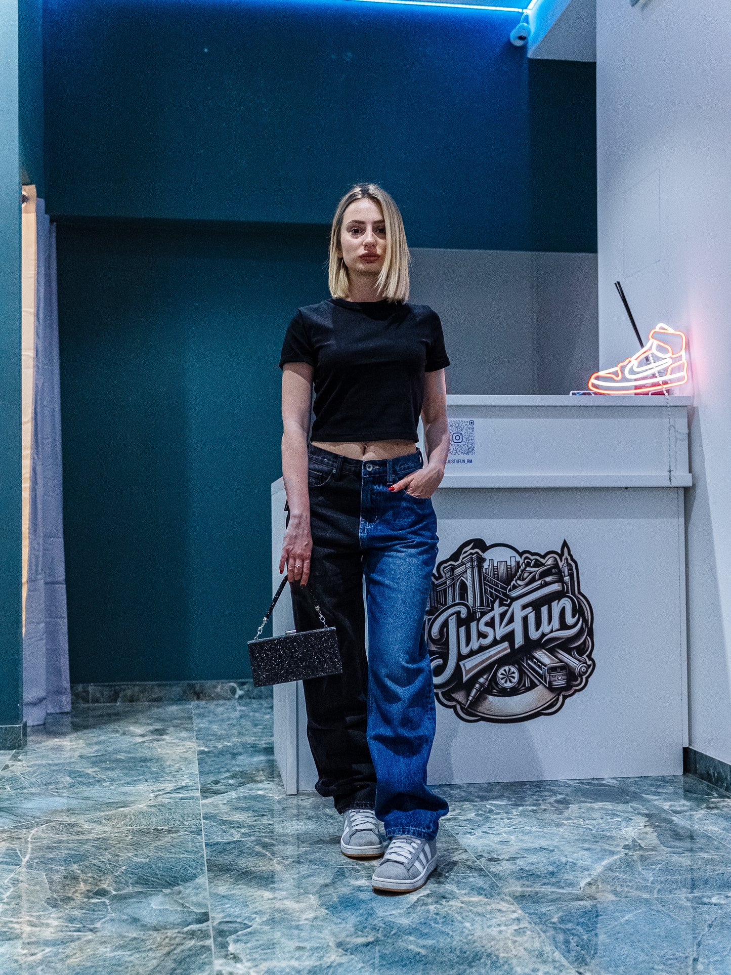 Jeans bicolore nero