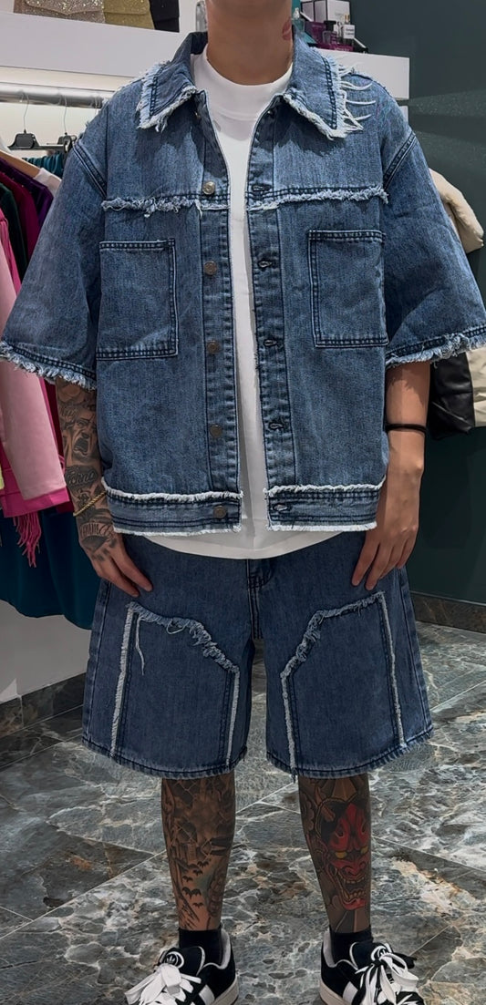 Coordinato jeans sfrangiato